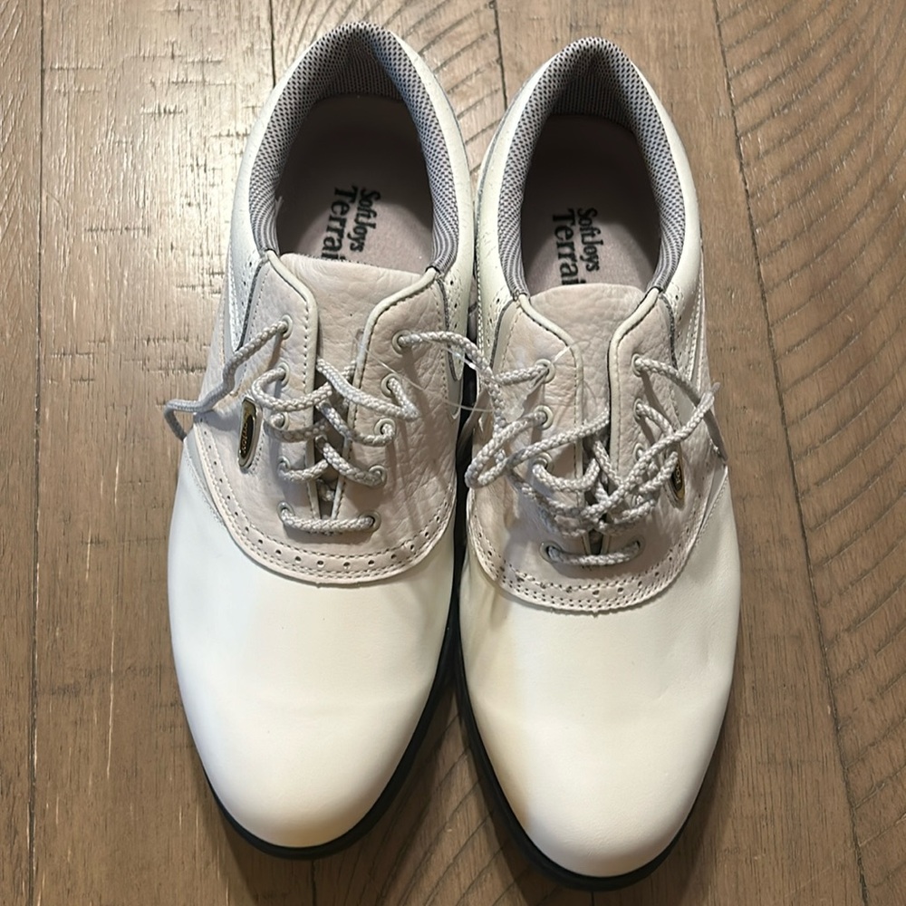 FootJoy SoftJoy Terrains Womens 9W Golf Shoes Style 98375 New! White Sand